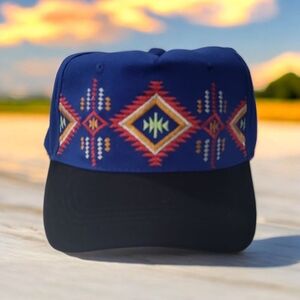 Navy and Black Geometric Pattern Cap
